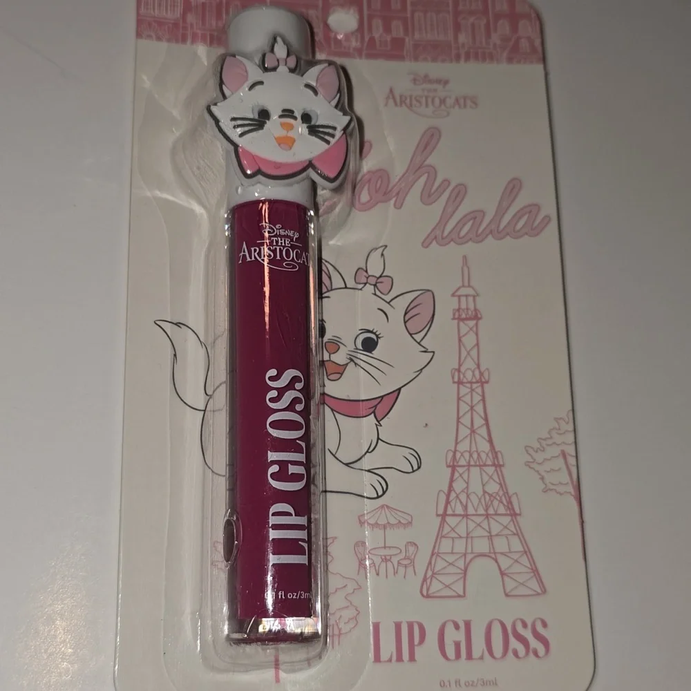 Set of 2 Pink and White Aristocats Socks with  a Matching Lipgloss